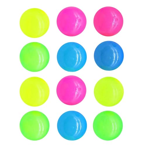 FmtwPhn 12 Stück Fun Luminescent Stick Wall Balls G-low in the dark Stress Balls That Stick Sticky Balls Ceiling G-low In The Dark Fidget Toys Night Stress Balls Fluorescent Sticky Wall Balls von FmtwPhn