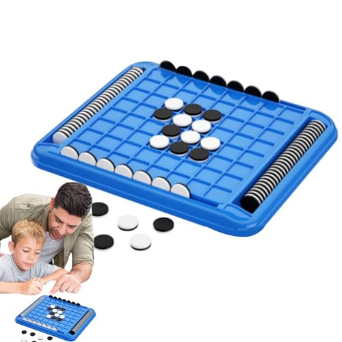 FmtwPhn 32x22cm Reversi Brain Teaser Reiseschachspiel, Othello Reversi Strategie-Brettspiel, Reversi Othello Lernspielzeug Für Kinder, Interaktives Schwarz-Weiß-Brettspiel Für 2 Spieler von FmtwPhn