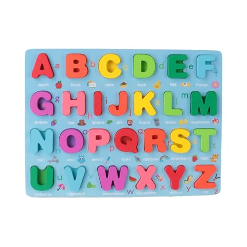 FmtwPhn Buchstabenrätsel für Kinder, Alphabeträtsel für Kleinkinder | Buntes waschbares Alphabet-Puzzle aus Holz für Kinder,Frühe Lernaktivitäten, pädagogisches dekoratives Puzzlebrett für, Mädchen, von FmtwPhn