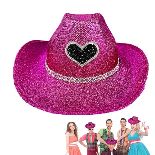 FmtwPhn Cowgirl Hut Glitter, Cowgirl Hats Women,Disco Wide Bim Cowboy Hut funkelnd - Kostümaccessoires, Anziehung Party Kopfbedeckung, Cosplay -Requisiten für Männer Frauen von FmtwPhn