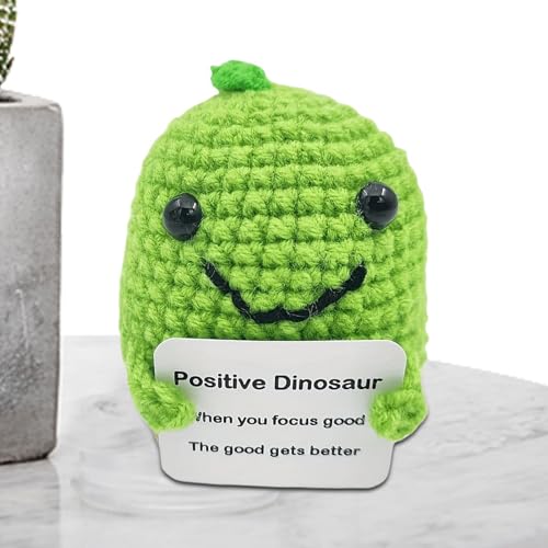 FmtwPhn Dinosaurier-Positiv-Häkelarbeit mit Botschaft,Positiv-Dinosaurier-Häkelarbeit | Lustiger positiver Dinosaurier - Gestrickte Dinosaurier lustige emotionale Unterstützung Leben Cheer Up Puppe, von FmtwPhn