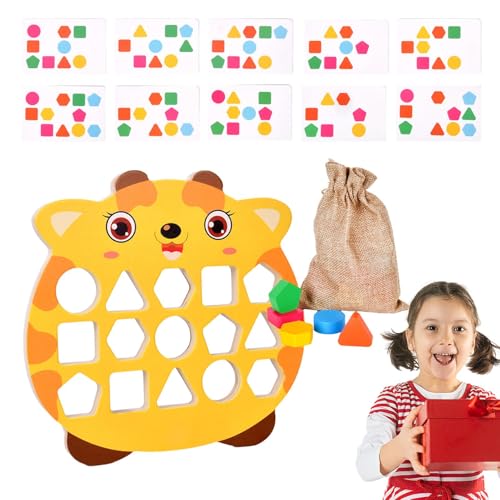 FmtwPhn Farb- und Form-Matching-Puzzle,Form-Matching-Puzzle | Farblich passende Brettspiele aus Holzform,Vorschul-Denkaufgabe für Kinder ab 3 Jahren, Puzzlespiel mit Karten von FmtwPhn