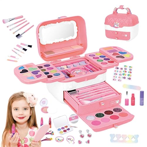 FmtwPhn -Make-up-Set, Kinderspiel-Make-up, Waschbares Play Real Makeup Mädchenspielzeug, Kinder-Make-up-Set für Mädchen, -Kosmetik-Sets mit Spiegeln, Kinderspiel-Make-up-Spielzeug von FmtwPhn