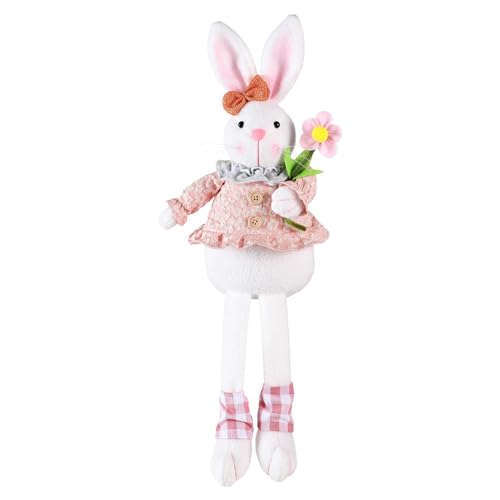 FmtwPhn Osterhasen-Kuscheltier,Hase-Kuscheltier - Plüschhase Stofftier mit Karotte/Blume,Weicher sitzender Hase, 19,48 Zoll großes Plüschtierkissen, Heimdekoration für Kinderzimmer von FmtwPhn