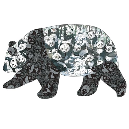 FmtwPhn Panda-Holzpuzzles,Panda-Puzzles,Süßes Panda-förmiges Tier-Holzpuzzle - Holzschnitt-Puzzles, herausforderndes 300-teiliges Puzzle für Weihnachten, Geburtstag, Familienspiel von FmtwPhn