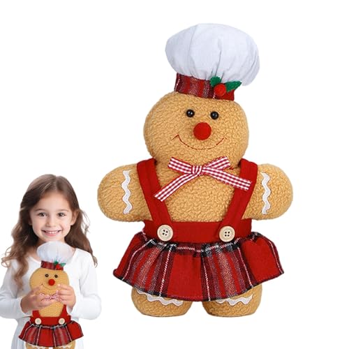 FmtwPhn Plüschtiere mit Lebkuchendekor,Plüschtiere mit Lebkuchenmann - Gefüllte Lebkuchenpuppe Weihnachtsspielzeug,Hautfreundliche Weihnachtsdekoration, Lebkuchenpuppe für Arbeitszimmer, Schlafzimmer, von FmtwPhn