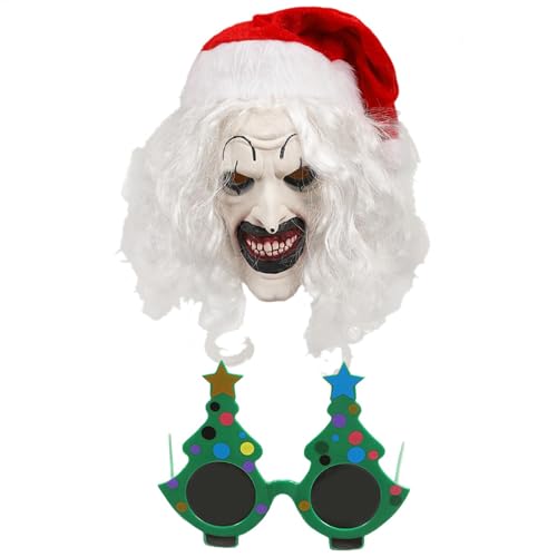 FmtwPhn Terrifier-Clown-Maske, Terrifier-Maske für Erwachsene - Art's Weihnachtsgläser | Weihnachtskostüm-Requisiten, Kopfbedeckung-Kostüm-Requisiten-Zubehör, leuchtende Farben für Cosplay von FmtwPhn