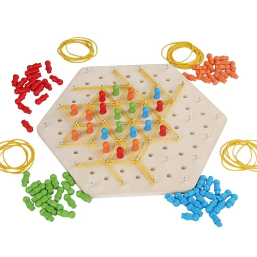 FmtwPhn Triggle Rubber Band Game,Dreiecksschachspiel,Schachspiel mit Holzkette | Strategie-Brettspiel und interaktive Denkaufgabe, Kettenschach-Desktop-Puzzlespiel für spannende Spieleabende mit der von FmtwPhn