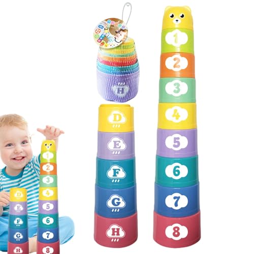 Becher-Stapelspiel, Stapelbecher | Interaktives Stapelbecher-Spielzeug,Zahlen-Buchstaben-Stapelbecher, Spielzeug für Kleinkinder ab 6 Monaten, Badespielzeug für Kinder, lustiges Lernspielzeug von Fmzrbnih