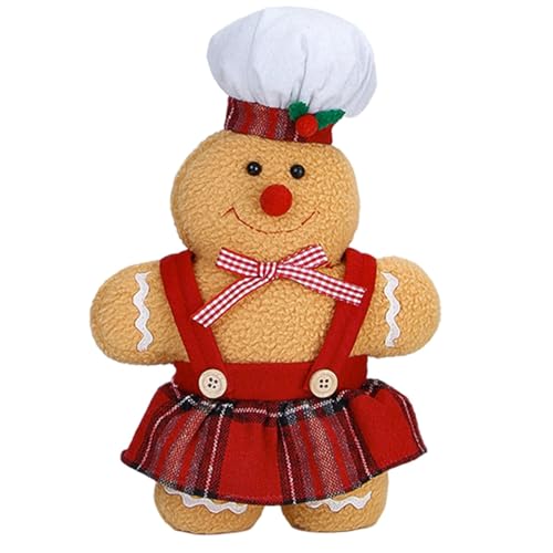 Fmzrbnih Plüschtiere mit Lebkuchendekor,Plüschtiere mit Lebkuchenmann | Weihnachtsstoffpuppe Lebkuchenmann,Tragbare Lebkuchen-Plüschtiere für Arbeitszimmer, Sofa, Schlafzimmer, Wohnzimmer von Fmzrbnih