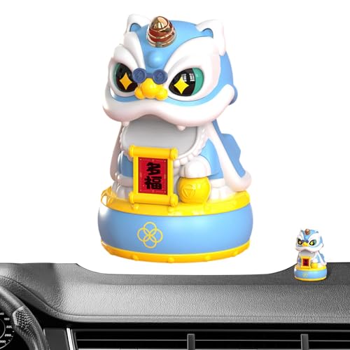 Fmzrbnih Solar Löwe Auto Armaturenbrett Ornamente - Cartoon Wake Lion Ornament | Automatischer Wackelkopf Niedlicher Löwe Tanzmodell Dekoratives Maskottchen für Auto Innenraum Armaturenbrett Zubehör von Fmzrbnih