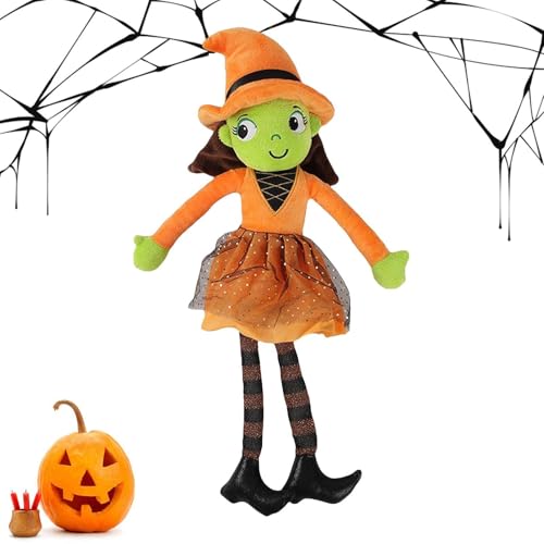 Hexenpuppe - Süßes Plüschtier, Halloween-Dekoration Hexenpuppe | Hübsche Ausgestopfte Halloween-Hexenpuppe, Hautfreundliches Hexenbaby-Geschenk, Hexenpuppenfigur Für Sofa, Bett, Büro, Wohnzimmer von Fmzrbnih