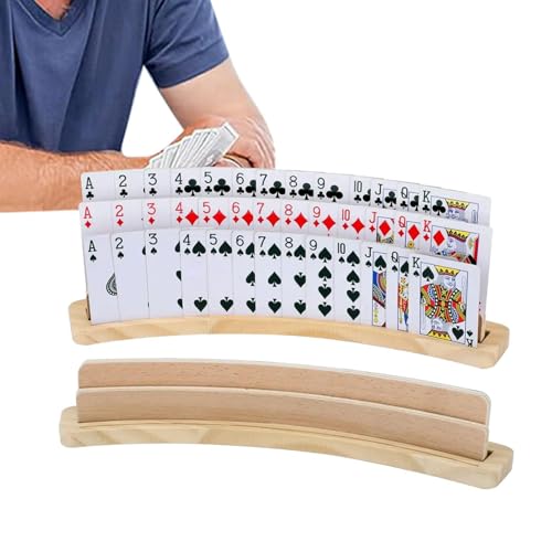 Kartenhalterständer – 2 Stück Freihändige Kartenhalter, Handgehaltener Kartenhalter Aus Holz | Pokerhalter, Organizer, Ständer, Tablett, Kartenhalter Aus Holz Für Poker, Canasta, Binokel, Kinder, Erwa von Fmzrbnih