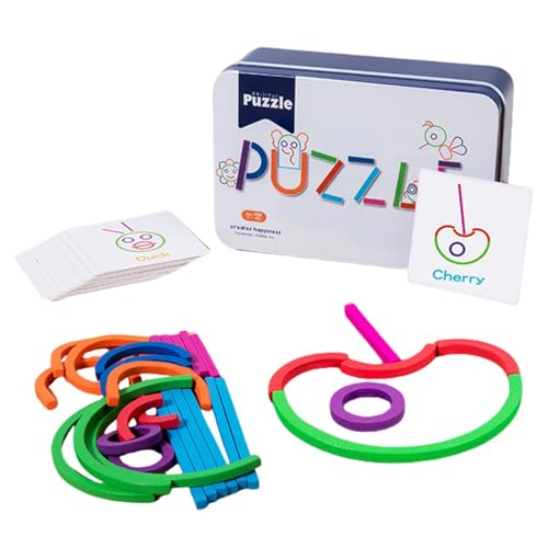 Lernpuzzles aus Holz,Holzpuzzles für Kinder | Holzstäbchen Lustiges Puzzlespielzeug - Niedliches Puzzle-Spielzeug-Set, farbenfrohes Spielset für Kinderzimmer, Kindergarten, Vorschule von Fmzrbnih