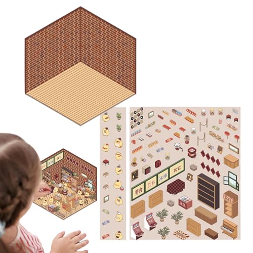 Machen Sie Ihre Eigenen Hausaufkleber – Miniatur-Hausaufkleber, Kleine Raumszenen-Aufkleber | Multifunktionaler 3D-Effekt-Landschaftsaufkleber, Mehrzweck-Scrapbook-Dekorationsaufkleber Für Kinder, (5 von Fmzrbnih