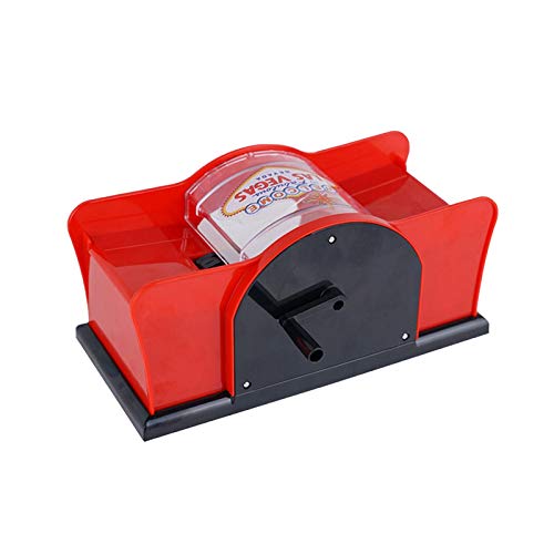 Poker Card Shuffler - 2 Deck Card Mixer, Portable Deck Shuffler | Leichte Spielkartenmischmaschine, Effizientes und praktisches Kartenmischgerät für Familienabende Spiele, 22,9 x 10,2 x 10,2 cm, Rot von Fmzrbnih