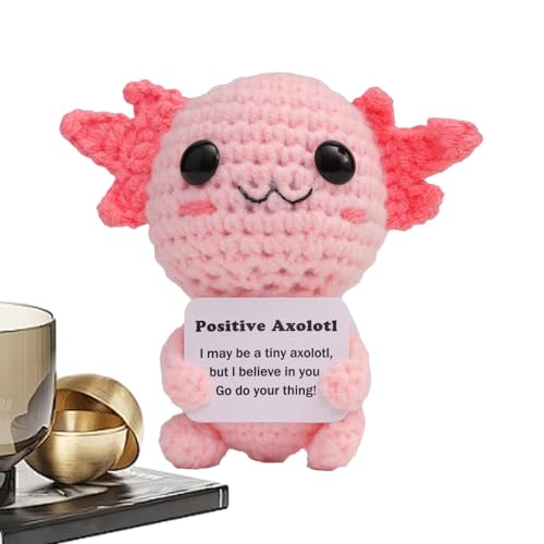 Positiver Axolotl – Weiches, Süßes Emotionsspielzeug, Lustige Gestrickte, Inspirierende Puppe | Gestricktes Inspirierendes Axolotl-Spielzeug, Ausgestopftes Axolotl-Häkeln, Emotional Unterstützender Pl von Fmzrbnih