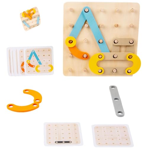 Puzzle mit Lochwand, Puzzle zum Bauen von Zahlen und Buchstaben aus Holz – Aktivitätstafel mit perforierter Farbsortierung, Lernspielzeug in Lernform von Fmzrbnih