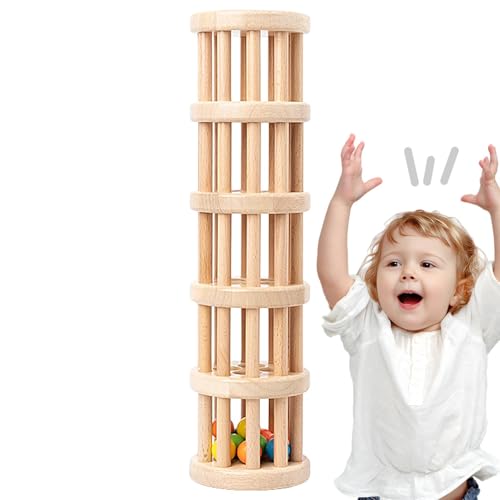 Regenstab-Spielzeug Für Kinder – Tragbarer Regenstab Aus Holz, Mehrzweck-Regenstab-Spielzeug Mit Perlen | Multifunktionales Früherziehungs-Regengeräuschrohr, Sensorisches Baby-Regenspielzeug Für Kinde von Fmzrbnih