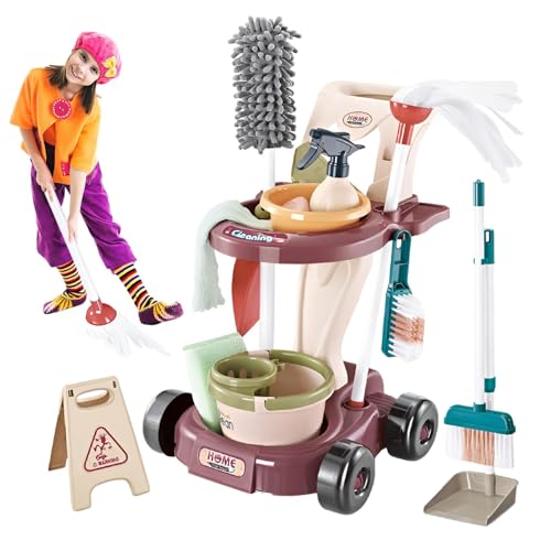 Reinigungsset Für Kinder – Reinigungsset Für Kleinkinder, Reinigungsset Für Kinderspielzeug | Pretend Home Cleaning-Spielset Enthält Besen, Mopp, Bürste, Kehrschaufel, Tragbares Pretend Play-Reinigung von Fmzrbnih