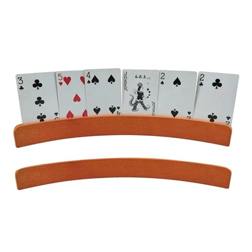 Spielkartenhalter – 2 Stück Holz-Spielkartenhalter, Freihändiger, Gebogener Aufbewahrungsständer | Pokerhalter Organizer Ständer Racks Tablett Für Canasta, Pokerpartys, Pinochle, Familienkartenspielab von Fmzrbnih