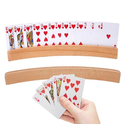 Spielkartenhalter – 2 Stück Holz-Spielkartenhalter, Freihändiger, Gebogener Aufbewahrungsständer | Pokerhalter Organizer Ständer Racks Tablett Für Canasta, Pokerpartys, Pinochle, Familienkartenspielab von Fmzrbnih