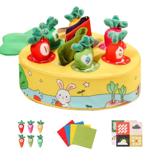 Tissue Box Toy - Ziehen Sie Karotten Kinderspielzeug, Lehrreiches Radieschenspielzeug | Tragbares Tissue Box Sensory Toy, Karottenziehspielzeug Enthält 6 Karotten Für 0-3 Jahre (10.24x7.09 X 4,72 Zoll von Fmzrbnih