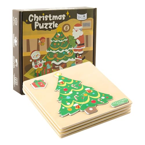 Weihnachtspuzzle Für Kleinkinder – Weihnachtspuzzle Für Kinder, Weihnachtsstrumpffüller, Partygeschenke | Sicherheits-Vorschulpuzzles Aus Holz Für Und Mädchen, Greiffähigkeit Und Hand-Auge-Koor von Fmzrbnih