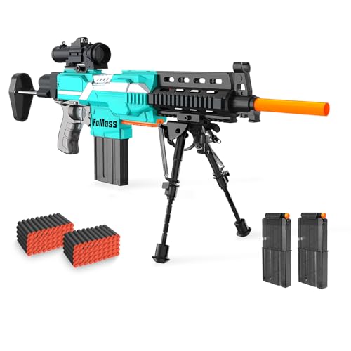 Elektrische Spielzeug Pistole Gun Sniper, 3 Mode Automatisch Toy Foam Blaster mit Scope, 2 Magazin 100 Darts,Elektrisch Spielzeug-Scharfschützengewehr für Kinder ab 6 7 8 9 10 Jahren von FoMass