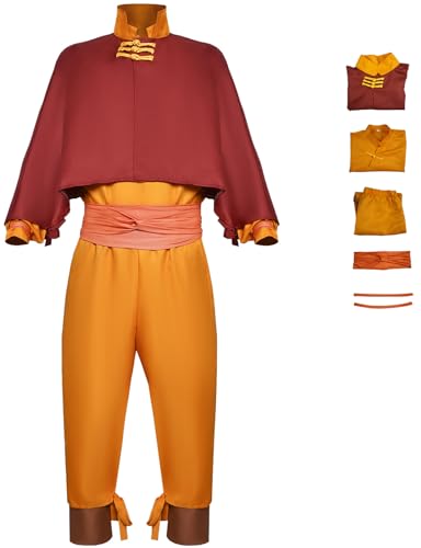 Foanja Aang Kostüm Herren Verkleidung Avatar Aang Kung Fu Komplett Uniform Anzug für Dress up Halloween Karneval Geburtstag Party Maskerade Fancy Costume von Foanja