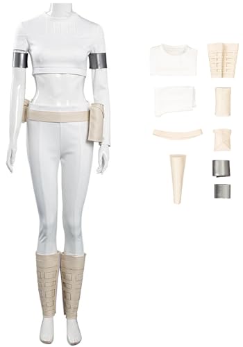 Foanja Amidala Cosplay Kostüm Damen Verkleidung Planet Krieg Königin Padmé Amidala Kampf Komplett Uniform mit Zubehör für Dress up Halloween Karneval Geburtstag Party Maskerade Fancy Costume von Foanja