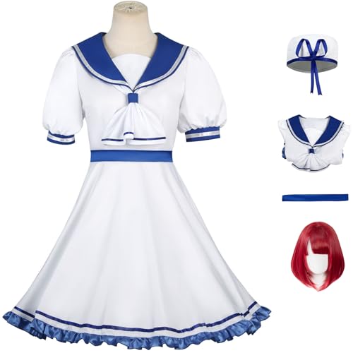 Foanja Arima Kana Cosplay Kostüm Damen Verkleidung Anime OSHI NO KO Arima Kana JK Uniform Matrosenkleid mit Hut und Perücke für Fancy Dress Up Halloween Karneval Party Rollenspiel Maskerade Costume von Foanja