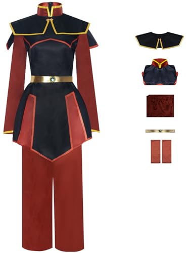 Foanja Azula Kostüm Damen Verkleidung Avatar Fire Phoenix Empire Prinzessin Azula Kung Fu Komplett Uniform Anzug für Halloween Karneval Geburtstag Party Maskerade Fancy Costume von Foanja