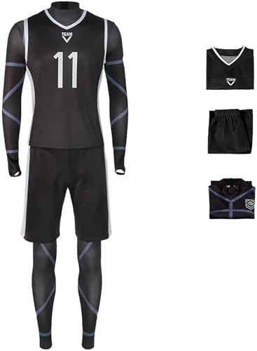 Foanja Blue Lock Cosplay Kostüm Erwachsene Verkleidung REO Mikage Seishiro Nagi Sport Basketball Fußball Training Jumpsuit und Weste Shorts für Fancy Dress Up Halloween Karneval Party Costume von Foanja