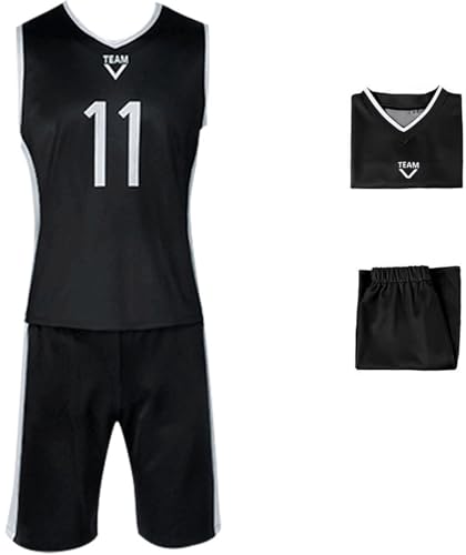 Foanja Blue Lock Cosplay Kostüm Erwachsene Verkleidung REO Mikage Seishiro Nagi Sport Basketball Fußball Training Outfit Weste und Shorts für Fancy Dress Up Halloween Karneval Party Costume, Schwarz von Foanja