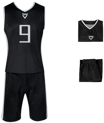 Foanja Blue Lock Cosplay Kostüm Erwachsene Verkleidung REO Mikage Seishiro Nagi Sport Basketball Fußball Training Outfit Weste und Shorts für Fancy Dress Up Halloween Karneval Party Costume, Schwarz von Foanja