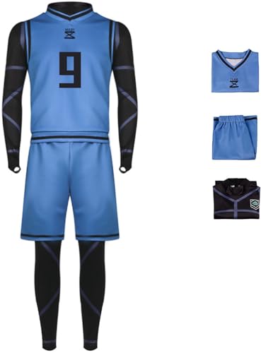 Foanja Blue Lock Kostüm Erwachsene Cosplay Chigiri Hyoma Bachira Meguru Kunigami Rensuke Sagi Yoichi Sport Basketball Fußball Training Jumpsuit und Weste Shorts für Halloween Karneval Party Costume von Foanja