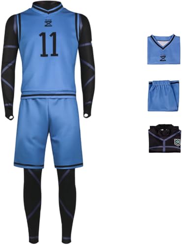 Foanja Blue Lock Kostüm Erwachsene Cosplay Chigiri Hyoma Bachira Meguru Kunigami Rensuke Sagi Yoichi Sport Basketball Fußball Training Jumpsuit und Weste Shorts für Halloween Karneval Party Costume von Foanja