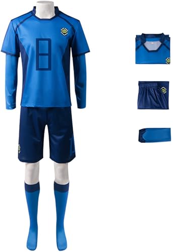 Foanja Blue Lock Kostüm Halloween Cosplay Chigiri Hyoma Yukimiya Kenyuu Seishiro Nagi Bachira Meguru Itoshi Rin Sagi Yoichi REO Mikage Fußball Training Weste und Shorts Socken Karneval Party Costume von Foanja