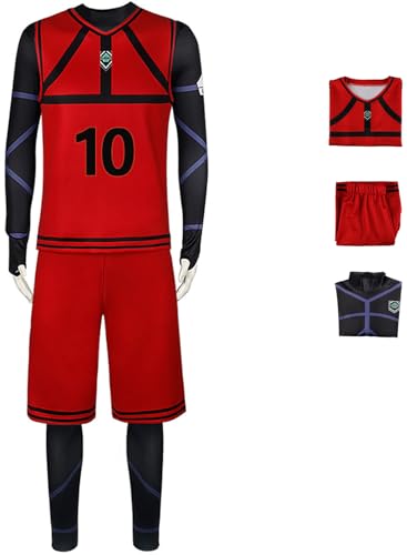 Foanja Blue Lock Kostüm Halloween Cosplay Itoshi Rin Aryu Jyubei REO Mikage Bachira Meguru Chigiri Hyoma Sport Basketball Fußball Training Jumpsuit und Weste Shorts für Karneval Party Costume von Foanja