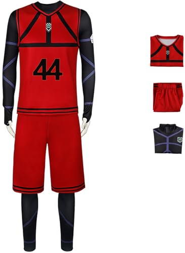 Foanja Blue Lock Kostüm Halloween Cosplay Itoshi Rin Aryu Jyubei REO Mikage Bachira Meguru Chigiri Hyoma Sport Basketball Fußball Training Jumpsuit und Weste Shorts für Karneval Party Costume von Foanja