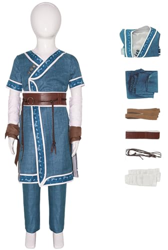 Foanja Katara Kostüm Damen Verkleidung Avatar Katara Kung Fu Komplett Uniform Top und Hose mit Zubehör für Halloween Karneval Geburtstag Party Maskerade Fancy Costume von Foanja