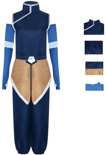 Foanja Korra Kostüm Damen Verkleidung Avatar Korra Kung Fu Komplett Uniform Anuzg für Halloween Karneval Geburtstag Party Maskerade Fancy Costume von Foanja