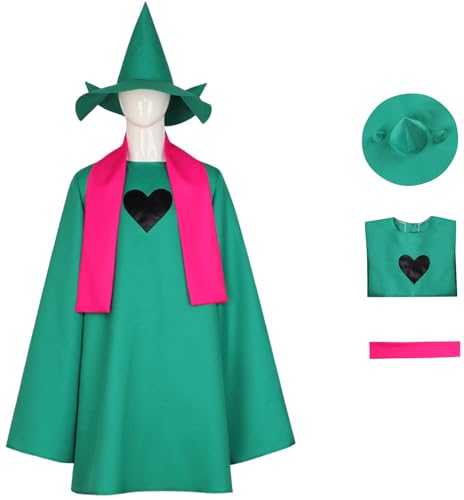 Foanja Ralsei Cosplay Kostüm Erwachsene Verkleidung Game Deltarune Dunkelheit Prinz Ralsei Zauberer Outfit mit Hut Schal Anzug für Fancy Dress Up Halloween Karneval Geburtstag Party Maskerade Costume von Foanja