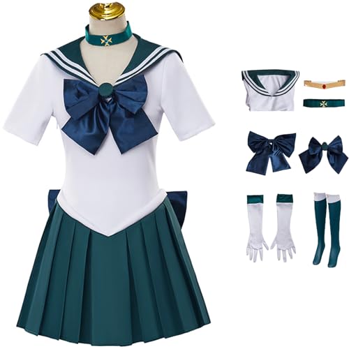 Foanja Sailor Neptune Cosplay Kostüm Damen Anime Sailor Moon Sailor Neptune KaiOu Michiru Kampf Uniform mit Zubehör Anzug Verkleidung Halloween Karneval Geburtstag Party Maskerade Costume von Foanja