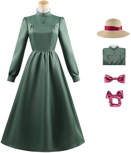 Foanja Sophie Cosplay Kostüm mit Hut Damen Verkleidung Anime Howl Moving Castle Sophie Komplett Uniform Kleid und Kopfschmuck Anzug für Fancy Dress Up Halloween Karneval Party Maskerade Costume von Foanja