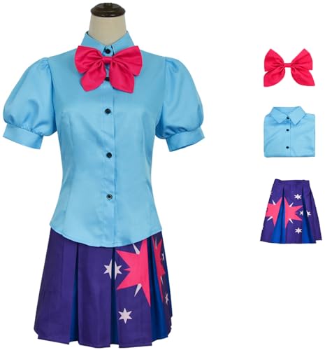 Foanja Twilight Sparkle Cosplay Kostüm Damen Verkleidung Einhorn Twilight Sparkle Prinzessin Outfit Top und Rock mit Fliege für Dress up Halloween Karneval Geburtstag Party Verkleidung Fancy Costume von Foanja