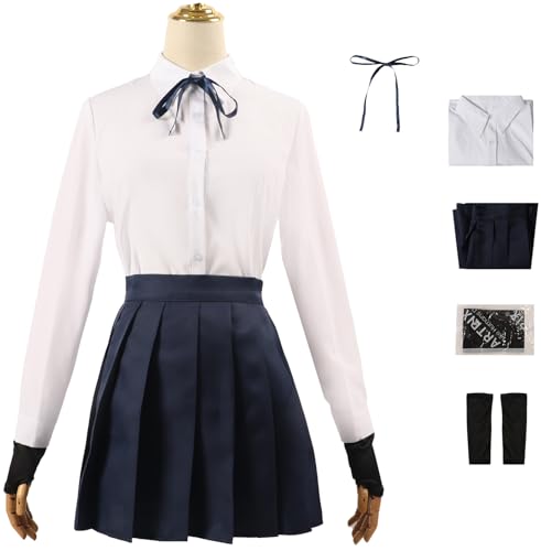 Foanja Yamada Ryo Cosplay Kostüm Damen Verkleidung Anime Bocchi Rock Yamada Ryo College JK Uniform Top und Rock mit Fliege Ärmel Socken Anzug Fancy Dress Up Halloween Karneval Party Maskerade Costume von Foanja