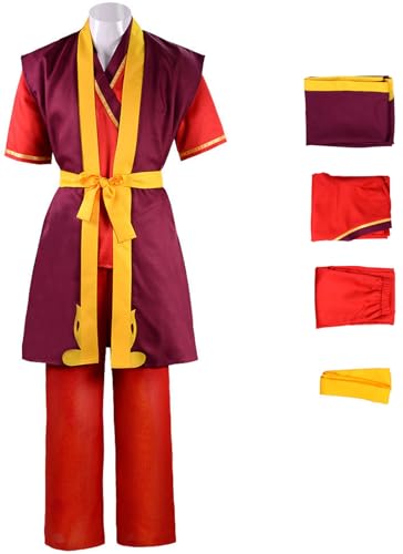 Foanja Zuko Kostüm Herren Avatar Feuriger König Zuko Kung Fu Komplett Anzug für Halloween Karneval Geburtstag Party Maskerade Fancy Verkleidung Costume von Foanja