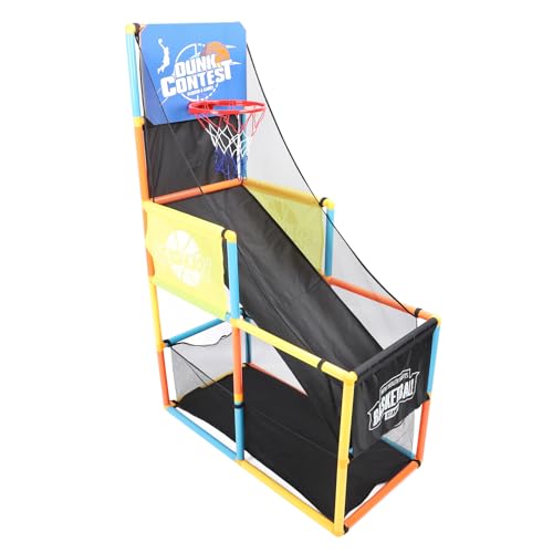 Focket Kinder-Basketballkorb, Verstellbares Single-Shot-Basketballspielset mit 2 Bällen und Pumpe, Indoor-Outdoor-Sportspielspielzeug für und Mädchen, Basketball-Schießspiel von Focket